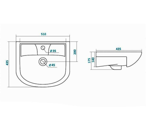 Умывальник Santek Ладога-50 1.WH11.0.256