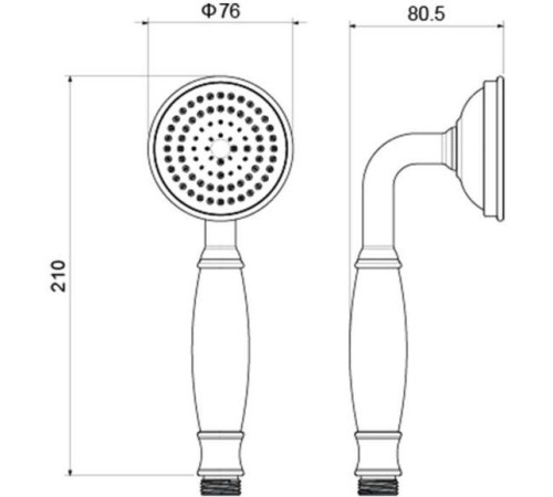 Ручной душ Aquanet Классик 65 1jet матовый черный AQ2008MB