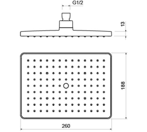 Верхний душ прямоугольный Aquanet 260x188x68 мм хром AQ2087CR