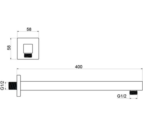 Держатель верхнего душа настенный Aquatek 400 мм матовый черный AQ2177MB