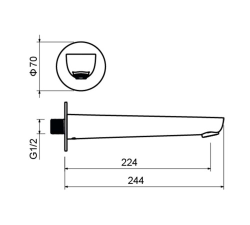 Излив для ванны AQUATEK БЕТТА 224 мм оружейная сталь AQ1141BGM