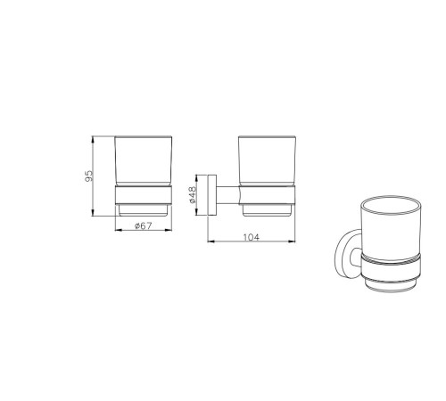 Стакан с держателем Aquanet ВЕГА матовый черный AQ4004MB