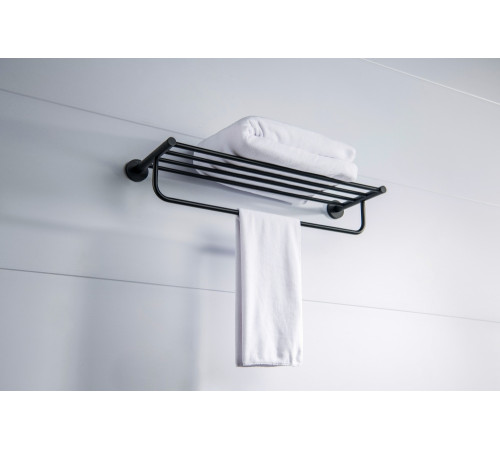 Полка для полотенец Aquanet Европа матовый черный AQ4115MB