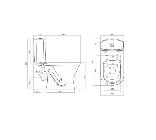Унитаз-компакт Sanita Luxe Алькор косой выпуск антивсплеск 2 режима дюропласт 1.WH30.2.140
