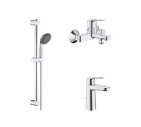 Набор смесителей 3 в 1 Grohe Start Edge и душевой гарнитур Vitalio Start хром 120210
