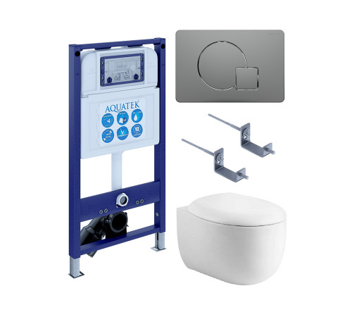 Комплект инсталляции 4 в 1 AQUATEK АЛЬТАИР (рама INS-0000025, кнопка KDI-0000070, унитаз AQ1980-00) cm-070