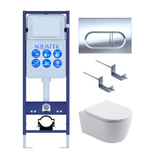 Комплект инсталляции 4 в 1 AQUATEK Европа New (рама INS-0000017, унитаз AQ1106L-00, кнопка KDI-0000043) ЕВРОПА New-INS17-043