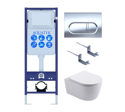 Комплект инсталляции 4 в 1 AQUATEK Европа New (рама INS-0000017, унитаз AQ1106L-00, кнопка KDI-0000043) ЕВРОПА New-INS17-043
