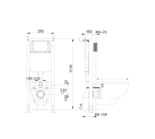 Комплект инсталляции 4 в 1 AQUATEK Европа New (рама INS-0000017, унитаз AQ1106L-00, кнопка KDI-0000043) ЕВРОПА New-INS17-043