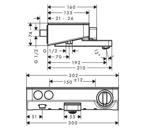 Термостат для ванны Hansgrohe Ecostat Select 2 потребителя излив 192 мм белый/хром 13151400
