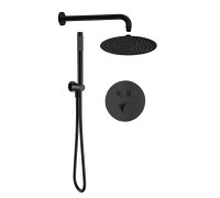Душевой комплект Aquanet с термостатом и регулировкой напора черный матовый AQM8405MB
