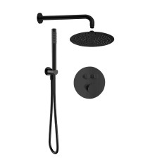 Душевой комплект Aquanet с термостатом и регулировкой напора черный матовый AQM8405MB