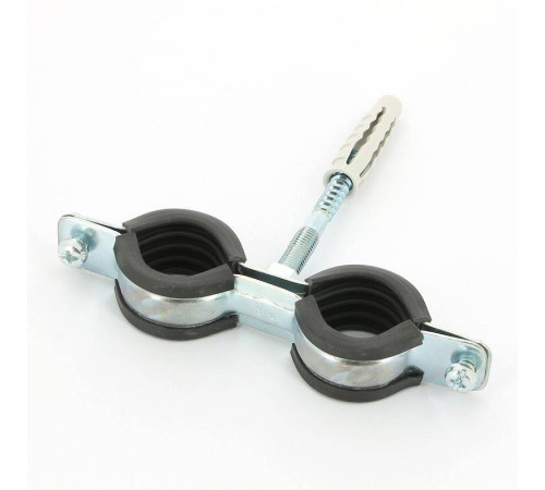 Хомут для труб двойной Walraven BIS Cobra 3/4 25-29 мм с уплотнителем шпилькой и дюбелем 0802129