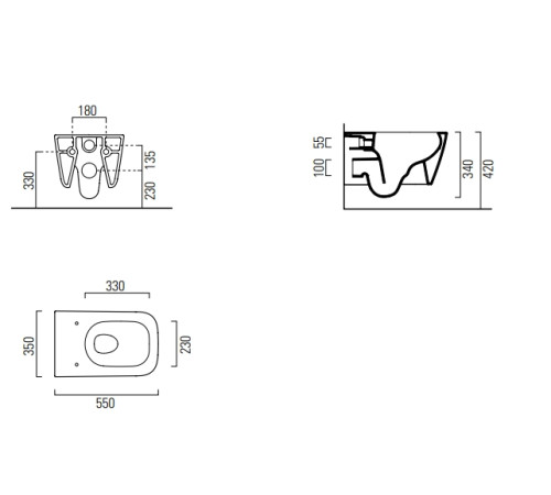 Унитаз подвесной безободковый GSI Nubes 550х350 мм Ardesia матовый без крепления (Уценка) 961526_УЦ/2