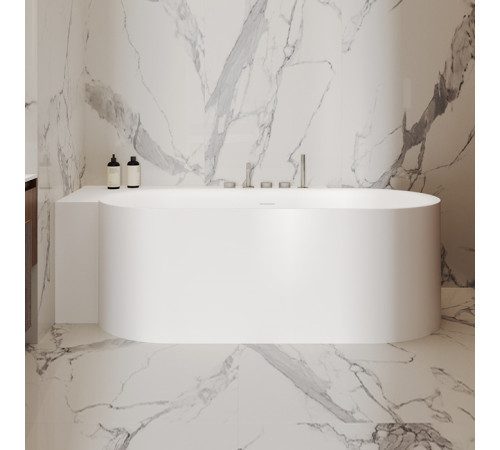 Ванна угловая левая Salini Perla CL 180x90 см S-Stone белый матовый 1049202M