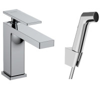 Смеситель для раковины Hansgrohe Tecturis E 117 мм с гигиеническим душем хром 73210000