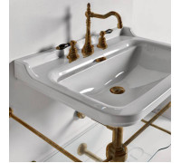 Раковина с металлической консолью Kerasan Waldorf 80х55 см напольная 1 отверстие бронза 4141K1bi/cr / 9197K3br / 811393br