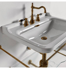 Раковина с металлической консолью Kerasan Waldorf 80х55 см напольная 1 отверстие бронза 4141K1bi/cr / 9197K3br / 811393br