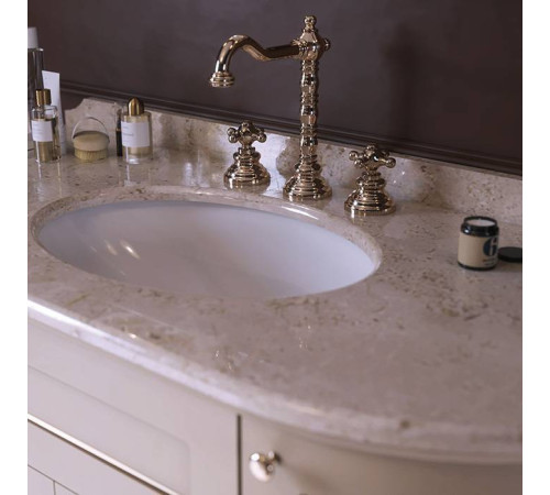 Комплект мебели Tiffany World York Nuovo 130 см напольный белый/золото мрамор Diano 3 отв. YOR4130-BO/S53bi/YORM130-1/DNR/h2/3F