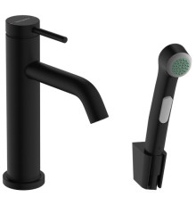 Смеситель для раковины Hansgrohe Tecturis S 105 мм с гигиеническим душем черный матовый 73211670