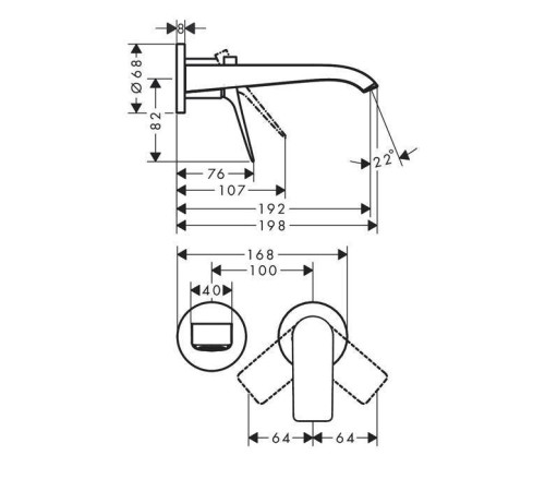 Смеситель для раковины Hansgrohe Vivenis настенный встраиваемый черный матовый 75050670