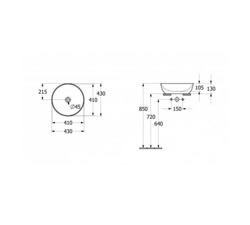 Раковина накладная Villeroy & Boch Artis 43х43 см TitanCeram альпийский белый 41794301