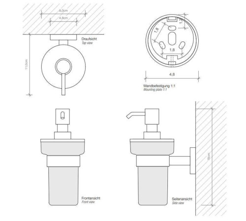 Дозатор для жидкого мыла Decor Walther Basic WSP подвесной черный матовый 0530860
