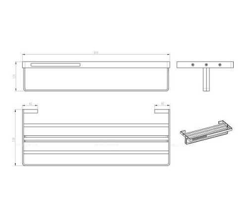 Полка для полотенец Boheme Q подвесная графит 10947-GM