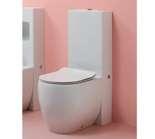 Унитаз напольный приставной Kerasan Flo 52х36 см с бачком и сиденьем Slim 311601/2481K1