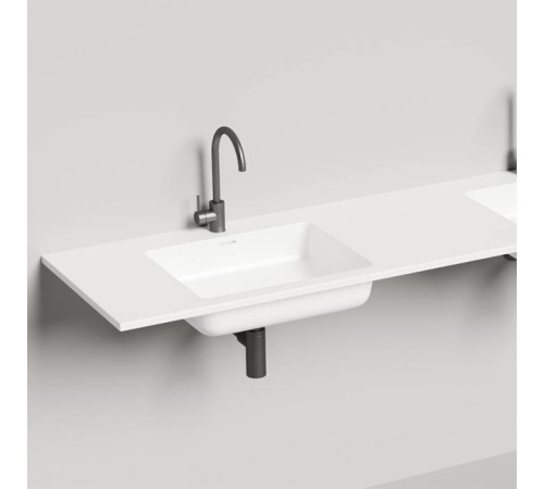 Раковина Salini Onda 180x50 см 1 отв. с переливом S-Stone белый матовый 1402202M