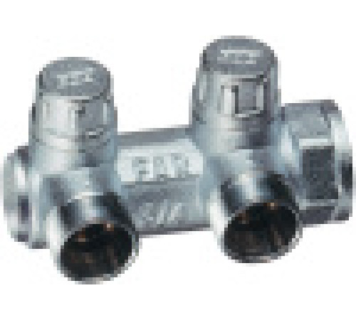 Коллектор запорный концевой FAR MULTIFAR 3/4 2 отвода 1/2 НР межосевое 45 мм FK 3859 3412
