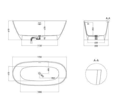 Ванна отдельностоящая Salini Lofo 170х80 см белый матовый UM12122