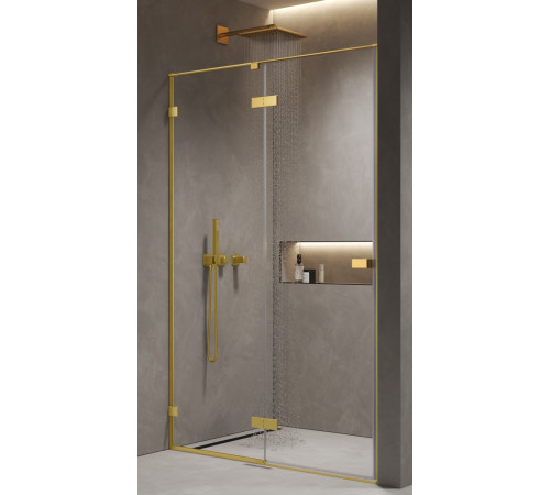 Душевая дверь в нишу AQUAMET AQM7408-3-14 1400х2000 мм золото шлифованное AQM7408-3-14