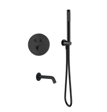 Набор для ванны Aquanet с изливом и термостатом черный матовый AQM8407MB