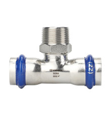 Тройник раструбный Varmega Inox Press с наружной резьбой 22х1/2х22 мм VM721220422