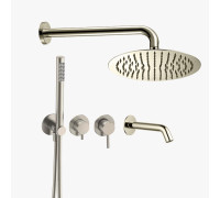 Душевая система Aquanet с изливом для ванны никель шлифованный AQM8408BN