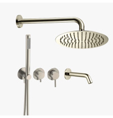 Душевая система Aquanet с изливом для ванны никель шлифованный AQM8408BN