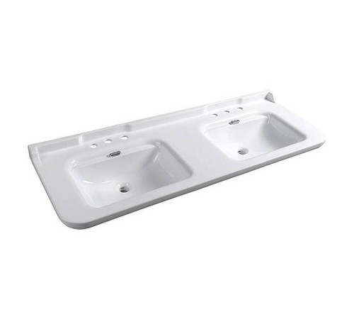 Раковина Kerasan Waldorf 150х55 см двойная 3 отверстия керамическая белый/хром 4143K1