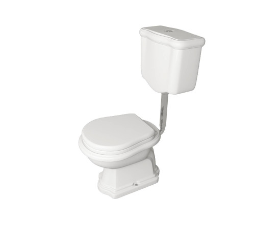 Унитаз приставной Kerasan Retro 72х38.5 см с низким бачком слив в стену белый/хром 101101/751390/760390/108201/757190