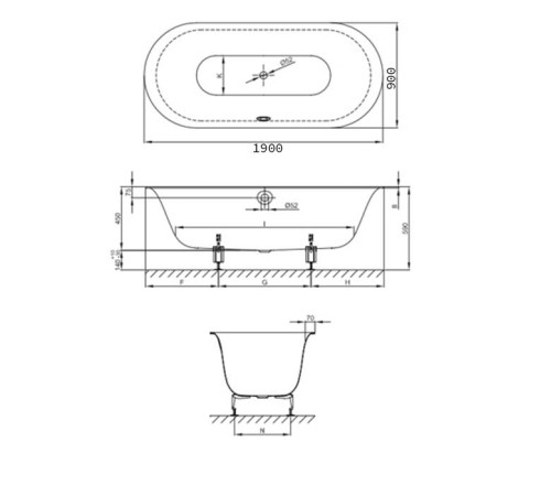 Ванна встраиваемая Bette Lux Oval 190х90х45 см BetteGlasur Plus белый 3467-000 PLUS