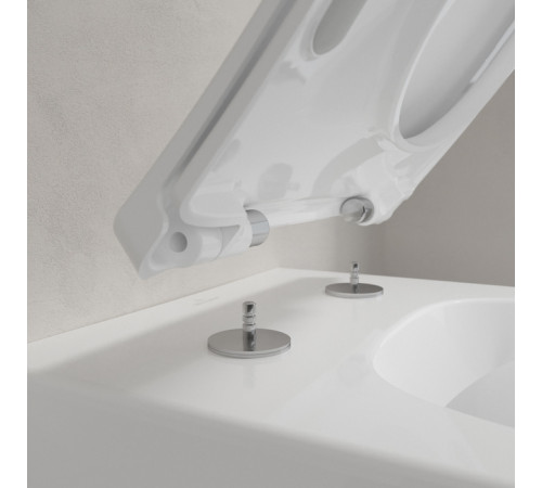Унитаз подвесной Villeroy & Boch Venticello безободковый с сиденьем SlimSeat Line микролифт CeramicPlus 4611RLR1