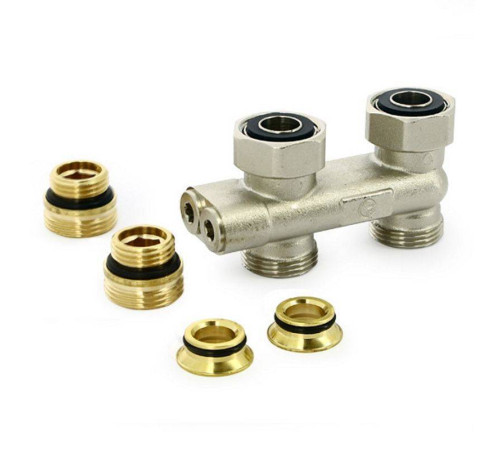 Узел радиаторный прямой перекрестный Uni-Fitt 3/4 x 3/4 EK с вентилями и ниппелями 196N3011