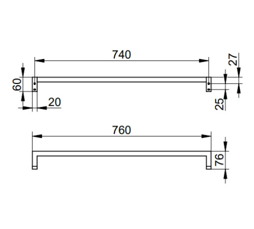 Полотенцедержатель KEUCO EDITION 90 Square 800 мм хром 19101 010800