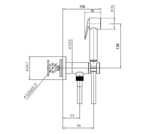 Гигиенический душ Bossini Paloma со смесителем и шлангом 125 см черный матовый E37007B.073