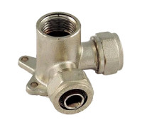 Водорозетка латунная никелированная трехплоскостная Tiemme 16x1/2 ВР x 16 1600063