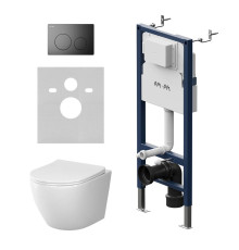 Комплект инсталляция с подвесным унитазом AM.PM Aquaspin с сиденьем микролифт и клавишей IS90138.801900