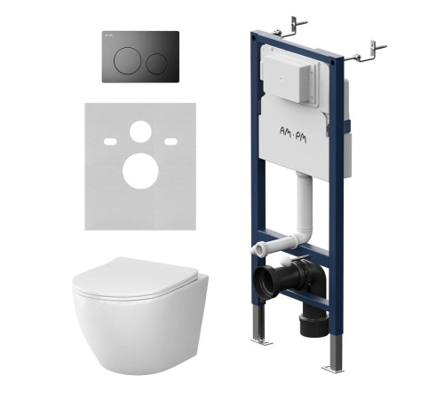 Комплект инсталляция с подвесным унитазом AM.PM Aquaspin с сиденьем микролифт и клавишей IS90138.801900