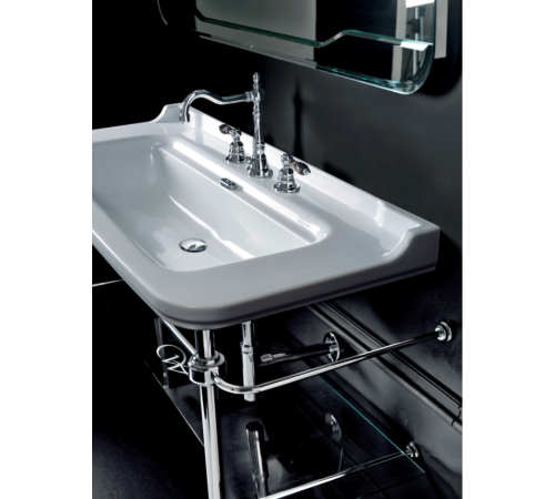 Раковина с металлической структурой Kerasan Waldorf 120х42 см напольная 3 отверстия хром 4144K1bi/cr / 9203K1cr