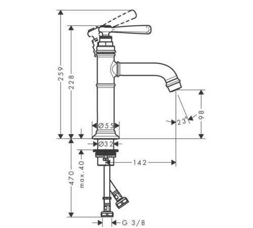Смеситель для раковины Axor Montreux однорычажный никель шлифованный 16516820