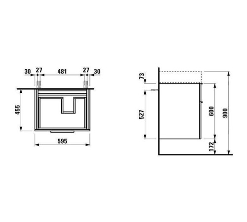 Комплект тумба и раковина Laufen Kartell 60х46х73 см 2 ящика с сифоном оранжевый глянцевый 4.0756.2.033.635.1 / 8.1033.5.000.112.1